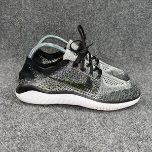 Nike Free Run Flyknit 2018 Running Shoes Women's Size 8 Black White Athletic